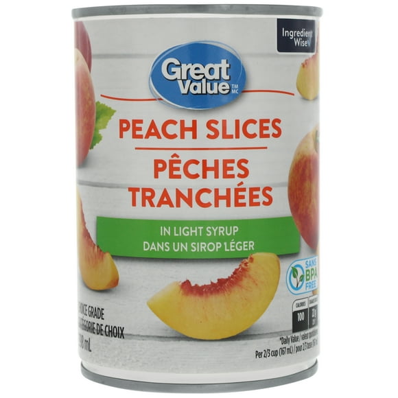Pêches tranchées dans un sirop léger Great Value