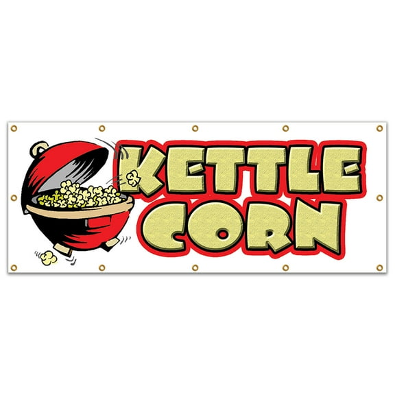 Kettle Corn Banner 48" X 120" Heavy Duty 13 Oz Vinyl Banners with Grommets Single Sided