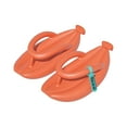 thumbnail image 4 of Anuirheih Flip Flops for Women, Cloud Slides Lightweight Thicken Sole Pillow Slippers Cute Couple Slippers Soft Foam Non-Slip Shower Bathroom Sandals(Orange), 4 of 7