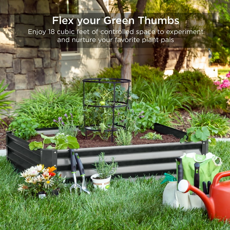 Best Choice Products 4x3x1ft Outdoor Metal Raised Garden Bed for Vegetables, Flowers, Herbs, Plants - Dark Gray Best Choice Products 4x3x1ft Outdoor Metal Raised Garden Bed for Vegetables, Flowers, Herbs, Plants - Dark Gray