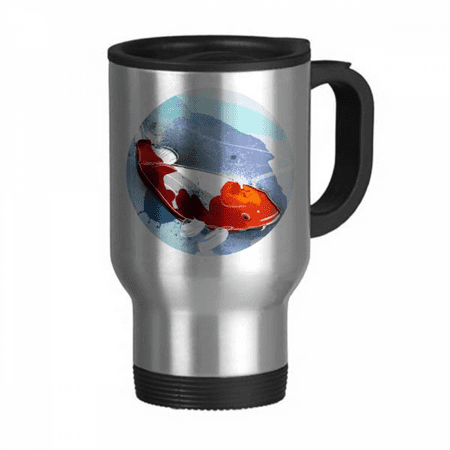 

Japan Koi Fish Watercolor Style Travel Mug Flip Lid Stainless Steel Cup Car Tumbler Thermos