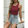 thumbnail image 2 of TEMOFON Womens Tops Summer Ribbed Tank Tops for Women Crew Neck Basic Sleeveless Tank Tops Workout Athletic for Ladies Red L, 2 of 9