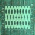 thumbnail image 1 of Ahgly Company Machine Washable Indoor Square Southwestern Turquoise Blue Country Area Rugs, 4' Square, 1 of 4