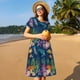 thumbnail image 4 of Easygdp Undersea Animals para Vestido Transpirable de Mujer, Vestido Suelto de Manga Corta con Pliegues y Bolsillos para el Verano, 4 of 6