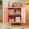 thumbnail image 3 of Small 2 Transparent Door Metal Storage Side Buffet Cabinet for Bed Room,Living Room,Entryway,Hallway,Home,Hotel,Office,Garage,Kitchen,1 Removable Shelf, 3 of 9