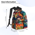 thumbnail image 3 of Daiia Psychedelic Faces Colorful School Backpack for Men Women, Unisex Large Waterproof Bookbag Schoolbag Casual Daypack for High School/College/Teens/Travel/Work Black, 3 of 8