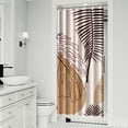 thumbnail image 2 of Small Stall Narrow Shower Curtain 36"W x 72"L – Tropical Bohemian Leaves, Mid-Century Abstract Boho Botanical Bathroom Decor, Vintage Floral Palm Leaf Pattern, Rustic Tribal Folk Style, 2 of 5