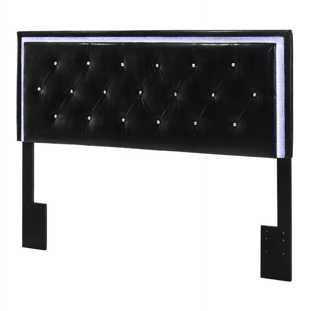 Tête de Lit en Simili Cuir Noir avec Éclairage à LED (Adapte Reine et Complet)