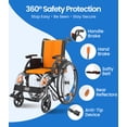 thumbnail image 3 of VOCIC Ultra Lightweight Wheelchair for Adults, Swing-Away Footrests, Aluminum Frame, 300 lbs Capacity, Orange, 3 of 10