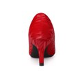 thumbnail image 2 of BLISSFUL STEP Women's Pointed Toe Printed Slip on Kitten Heel Pumps Red 9, 2 of 6