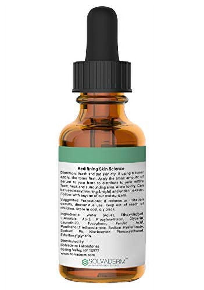 Solvaderm Ace-Ferulic Antioxidant Serum – Vitamin A, C, E + Ferulic Acid – Fights Free Radicals, Improves Skin Tone, Reduces Wrinkles – Anti-Aging, Hydrating Serum for All Skin Types