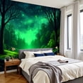thumbnail image 2 of Wallpaper Mystical Forest Glowing Green Sky Serene River Peel and Stick Wall Murals 100"H x 144"W Removable PVC Wall Paper Self-Adhesive Wall Paintings Art Decor for Bedroom Living Room, 2 of 7