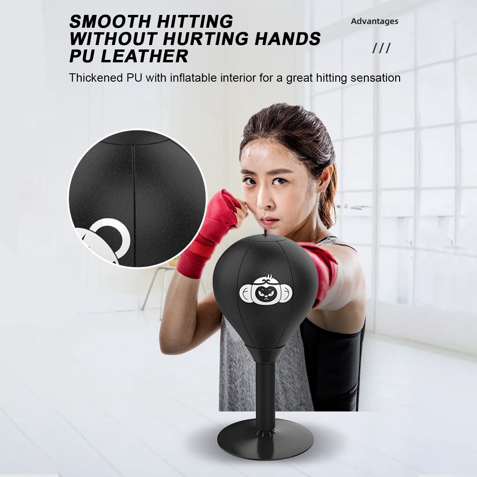 Desktop Punching Bag - Reflex Stress Relief & Tension Toy for Office/Home Workout, Heavy Duty Boxing Exercise Ball with Suction Cup Base, Fun Gifts for Kids, Adults & Coworkers black