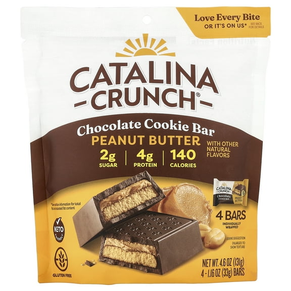 Catalina Crunch Chocolate with Peanut Butter Flavor Cookie Bar, 4-1.16 oz Bars