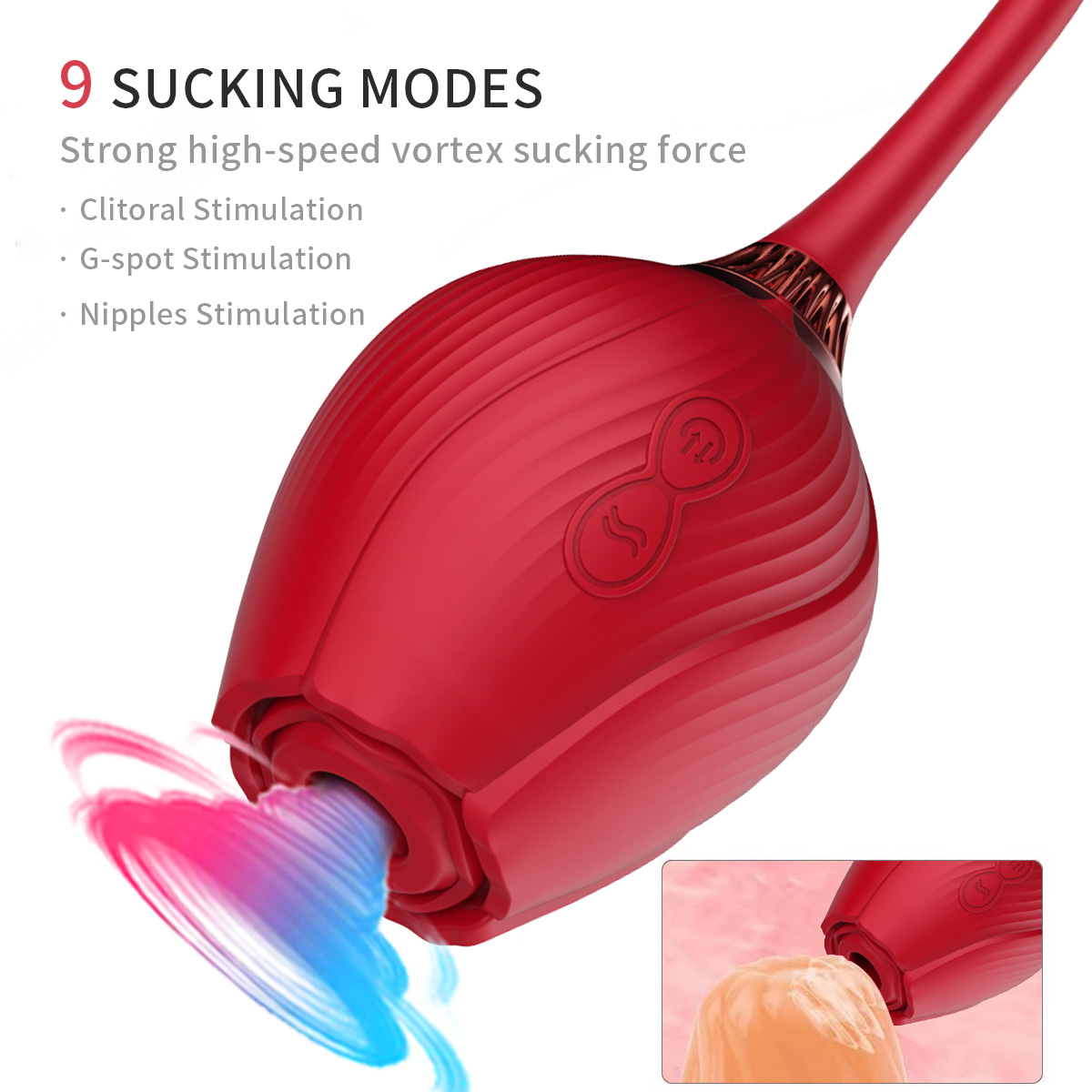 Tianyi Powerful Rose Sucking Vibrator Toy Waterproof Massager for Women with 9 Frequency Sucking Vibration Mode