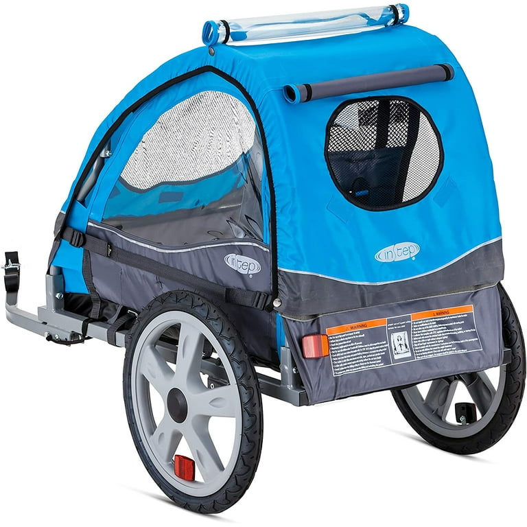 Instep Bike Trailer for Toddlers Kids Single and Double Seat 2 In 1 Canopy Carrier Multiple Colors Blue Double Seat Bike Trailer