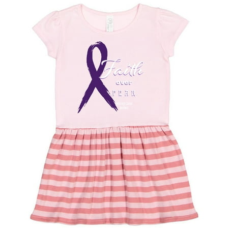 

Inktastic Faith Over Fear Gynecological Cancer Awareness Purple Ribbon Gift Toddler Girl Dress