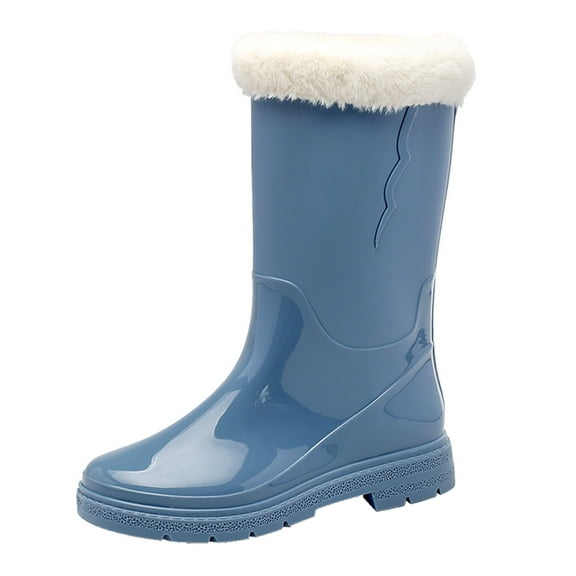 Stylish Women's Rain Shoes High Heel Knee High Comfort Lady Mid Calf Snow Boots Non Removable Outdoor Rubber Water Shoes