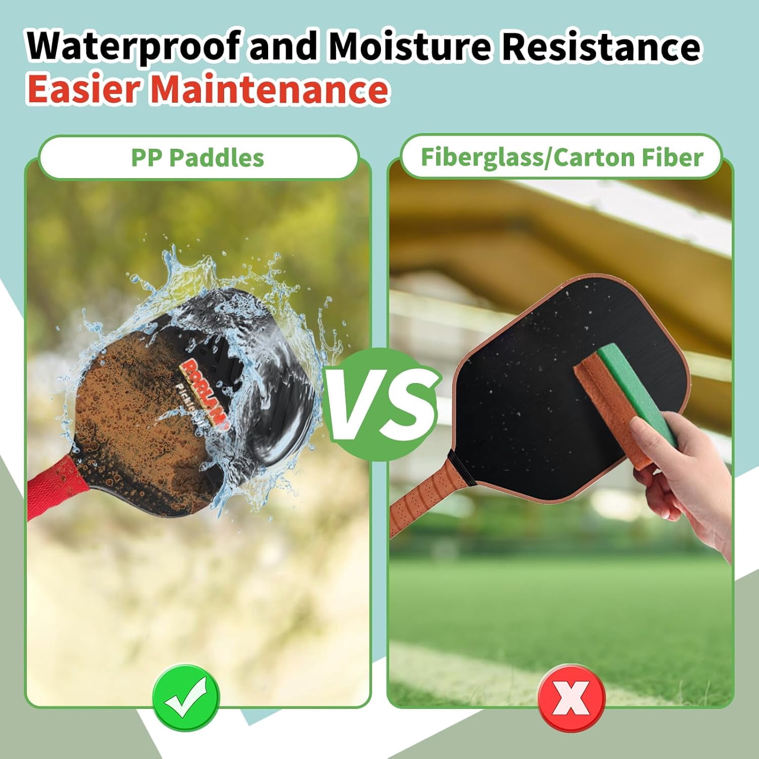 RORLAND 5.5oz Lightweight Pickleball Paddles Set of 2,Fun Play Sport Game for Kids or Adults Beginner,Teenagers Indoor Outdoor Activities (L,157g)