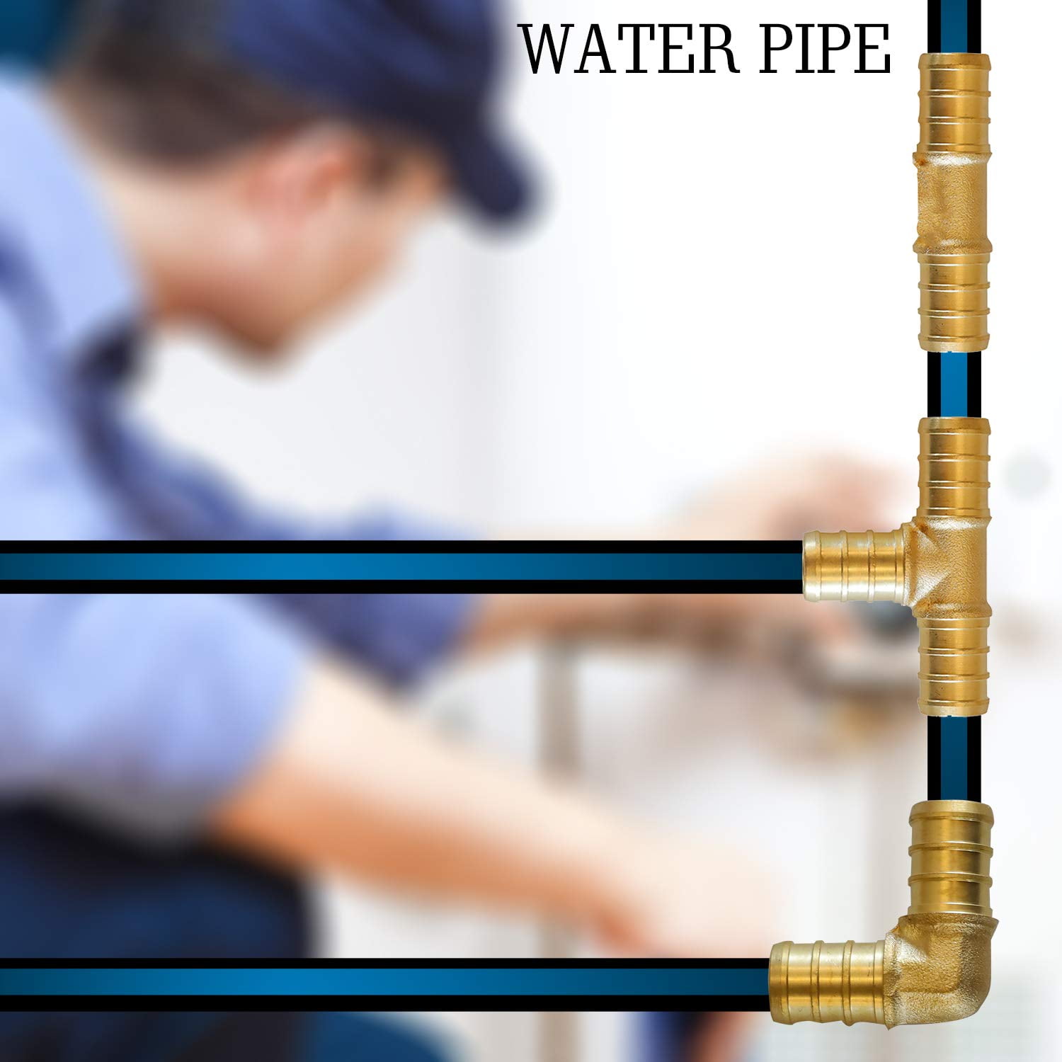1/2 inch T PEX Tee & 90 Degree Elbow & Straight Coupling 1/2" (pack of 12) Lead Free Brass Barb Crimp Pipe Fitting/Fittings