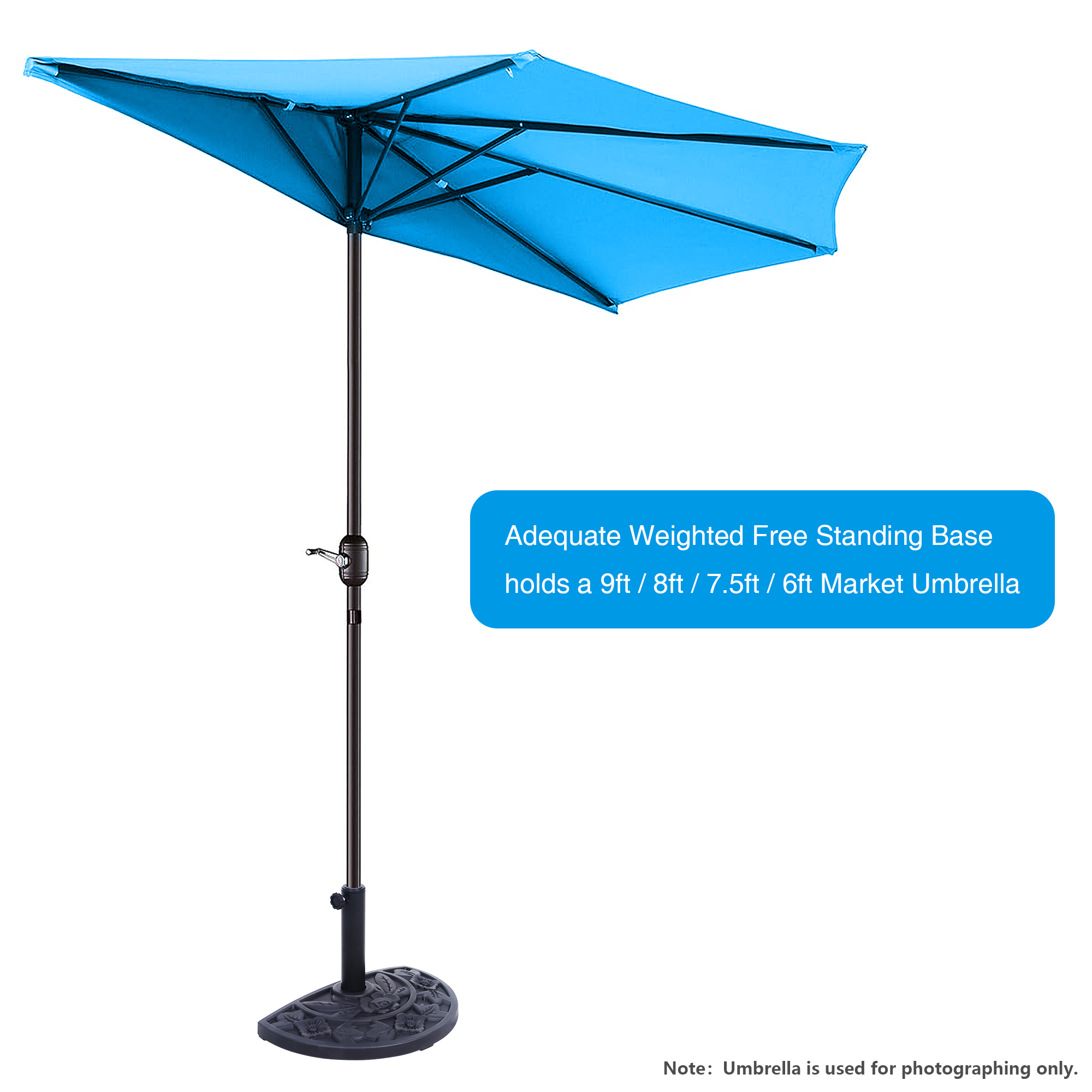 Abble Half Round Resin Outdoor Patio Umbrella Base Stand 20 Lbs