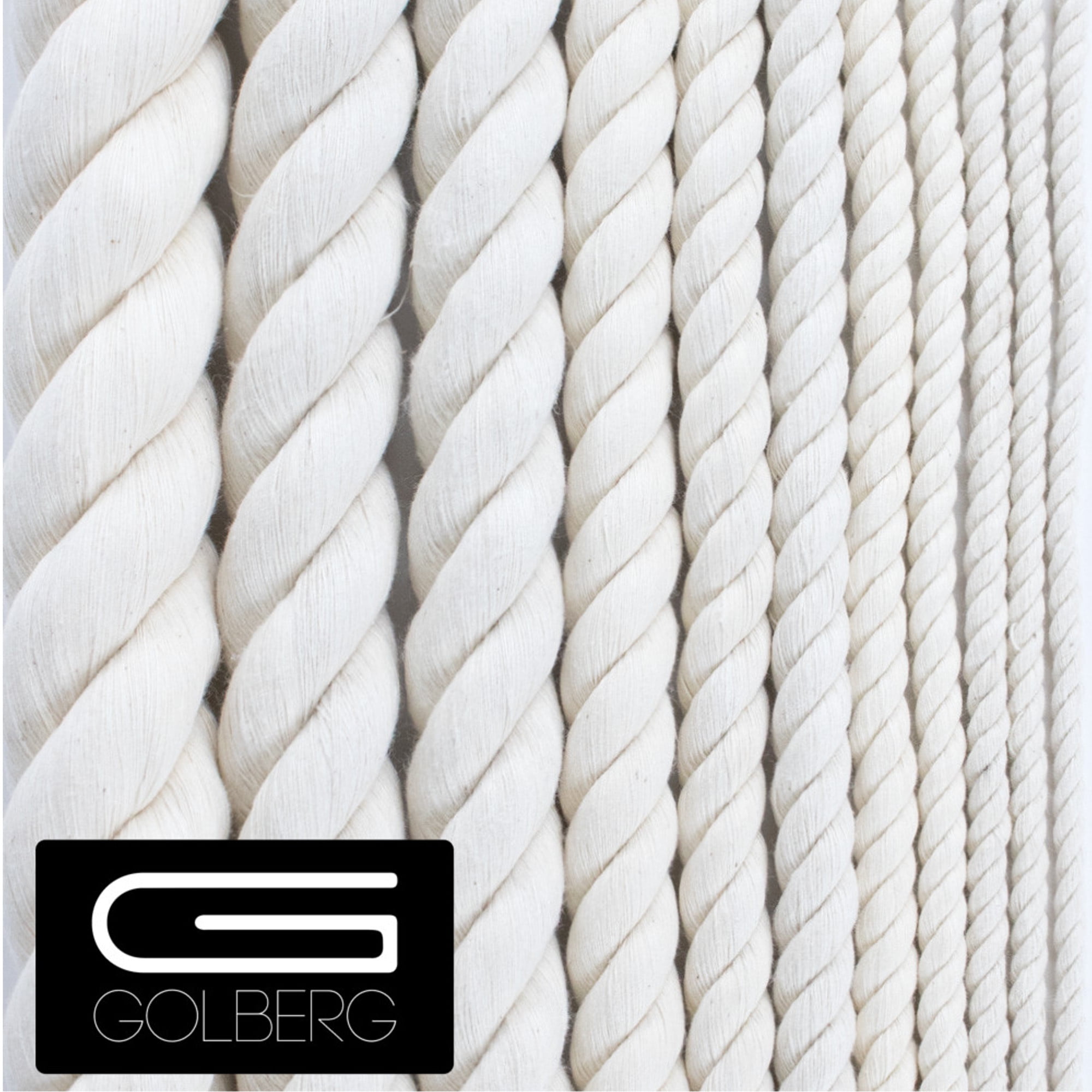 GOLBERG Twisted 100% Natural Cotton Rope White Cotton Rope 3/8 Inch x 10 Feet 
