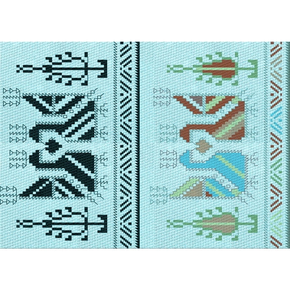Ahgly Company Machine Washable Indoor Rectangle Transitional Deep-Sea Green Area Rugs, 7' x 10'