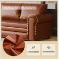 thumbnail image 5 of Luxurious 94" King Pull Out Sofa Bed, 3-in-1 Faux Leather Convertible Sleeper Sofa with Nailhead Trim & Deep Seat for Living Room, Apartment, Light Brown, 5 of 7