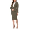 thumbnail image 3 of INSPIRE CHIC Mother's Day Women's Suit Sets Long Sleeves Blazer and Pencil Skirt Two Pieces Work Outfits XL Coffee, 3 of 8