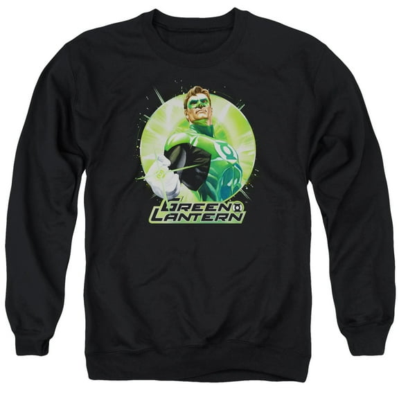 Trevco Jla-Green Static Adult Crew Sweat Tee- Black - Large