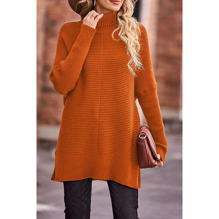 Chunky orange turtleneck sweater hot sale