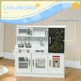 thumbnail image 3 of Qaba Play Kitchen, Pretend Kids Kitchen Playset with Play Phone, Chalkboard, Towel Rack, Ice Maker, 5 Accessories, Storage Space & Microwave, White, 3 of 9