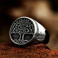 thumbnail image 6 of Vintage Classic Nordic Mythology Celtic Knot Tree Of Life Signet 14K White Gold Ring Punk Hip Hop Jewelry Gift, 6 of 9