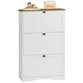 thumbnail image 3 of HOOBRO Large Shoe Cabinet, Farmhouse Entryway Organizer with Flip-Down Drawers and Adjustable Shelves, Holds 24 Pairs Storage for Hallway, Closet, White and Walnut WH37SC01, 3 of 12