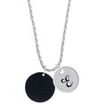 thumbnail image 1 of Delight Jewelry Acrylic 7/8" Disc Black Silvertone Script Initial Disc - E - Charm Necklace, 20"+3", 1 of 4