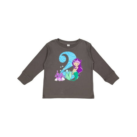 

Inktastic Second Birthday Mermaid Gift Toddler Toddler Girl Long Sleeve T-Shirt