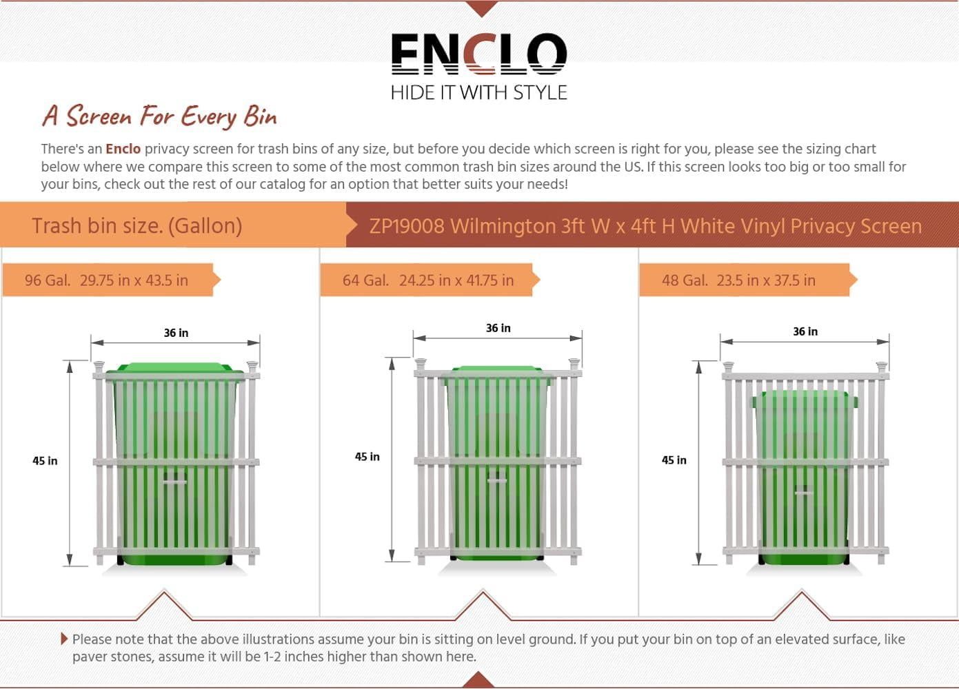 45.5in H x 36.5in W (1 Panel) No Dig Enclo Wilmington White Vinyl Privacy Screen, Outdoor Privacy Panel, Trash Can Enclosure, Air Conditioner Fence, Pool Equipment Enclosure, ZP19074