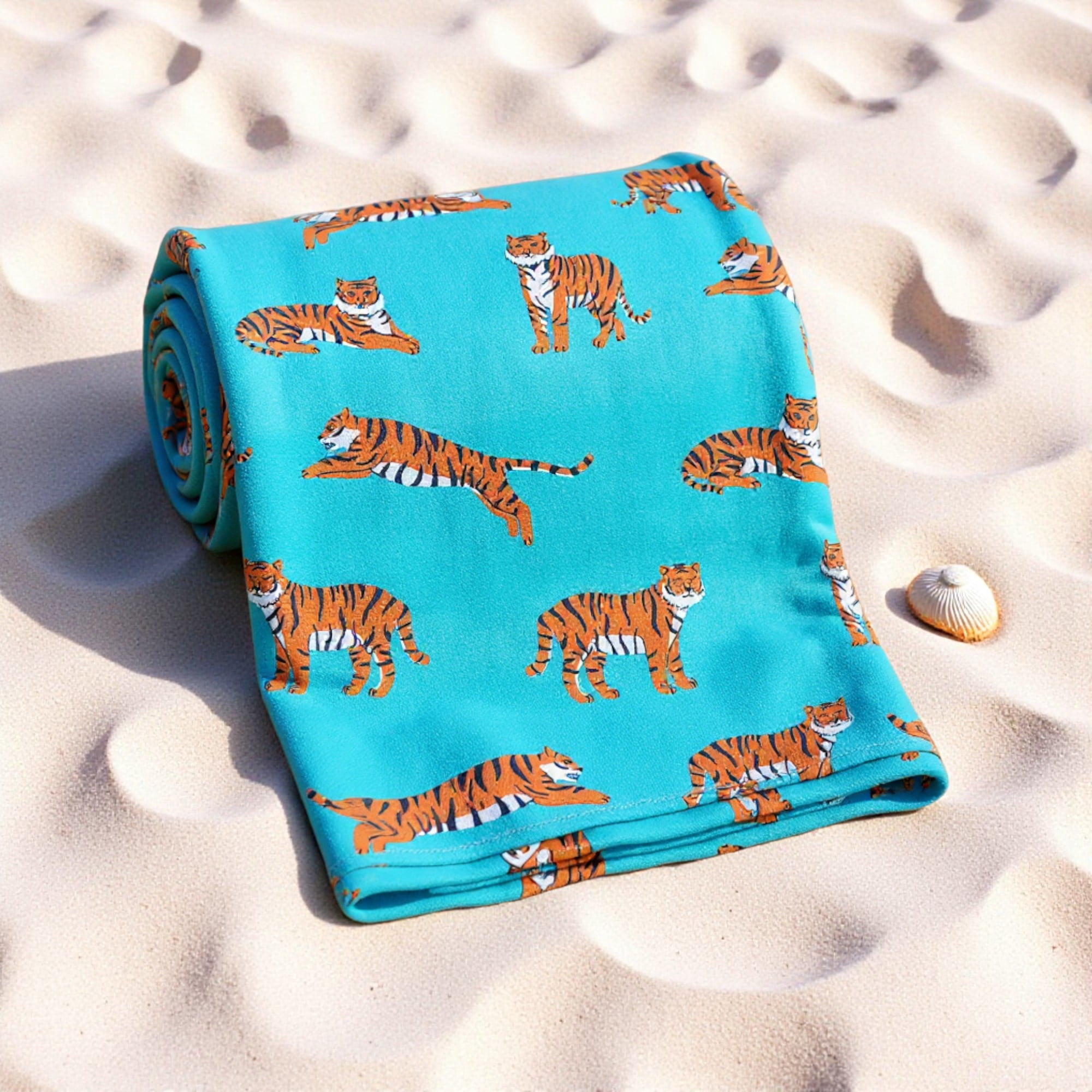 Personalization Mall Tiger Print Initial 30x60 Beach Towel, R
