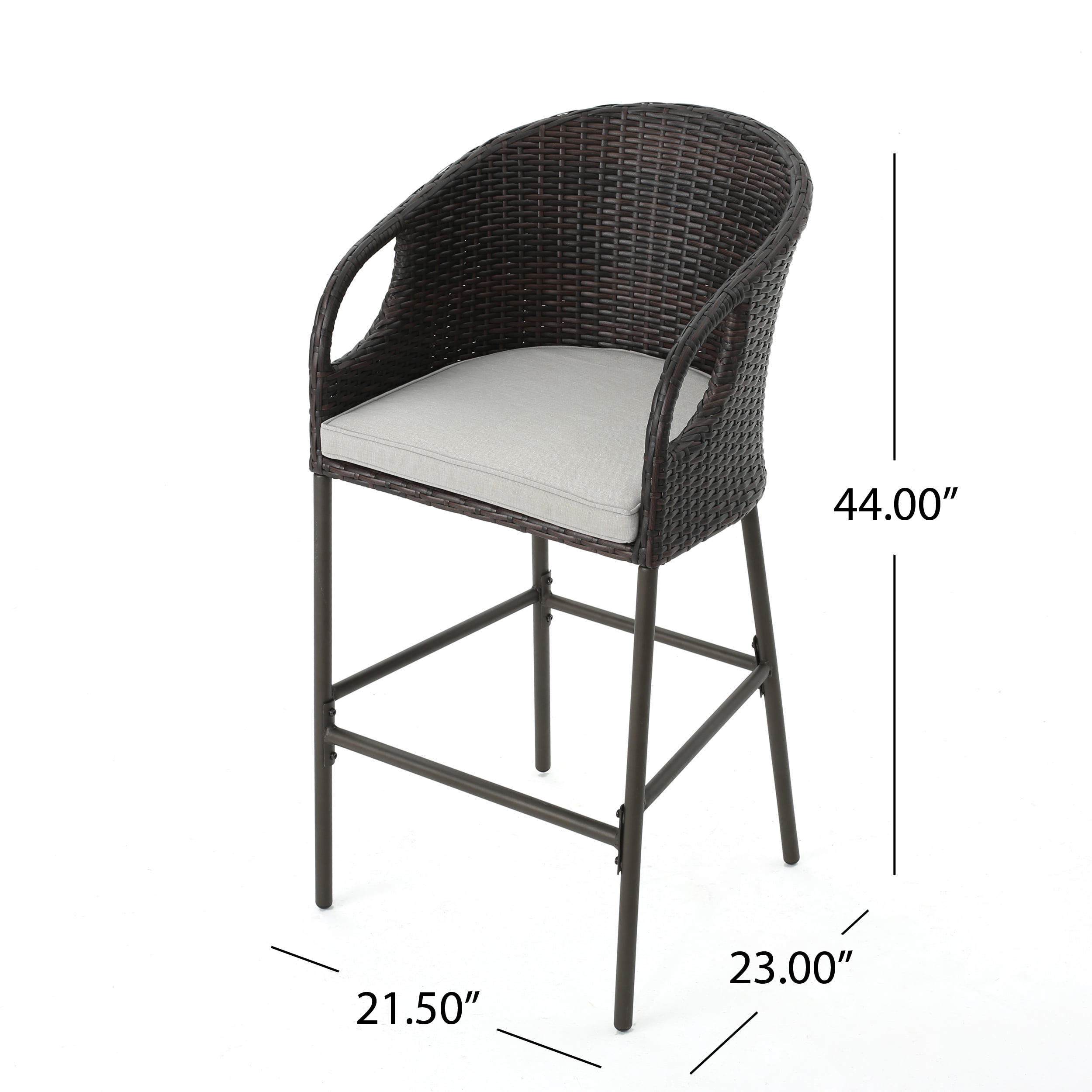 Warner Outdoor Wicker Barstools with Cushions, Set of 2, Multibrown, Light Brown