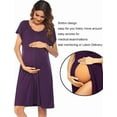 thumbnail image 4 of KISSGAL 3 in 1 Nursing Dress Maternity Nightgown Labor/Delivery Breastfeeding Birthing Gown with Button, 4 of 7