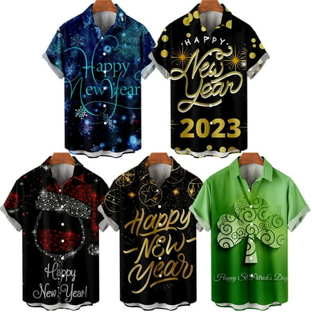 

MLFU Men s and Big Men s New Year Casual Short Sleeve Polo Shirts Vintage Cotton Costume Up to 8XL