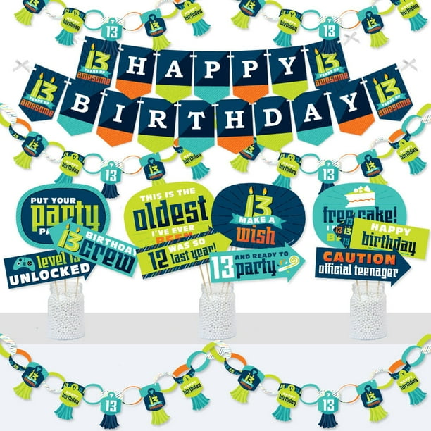 Boy 13th Birthday Banner and Photo Booth Decorations Official
