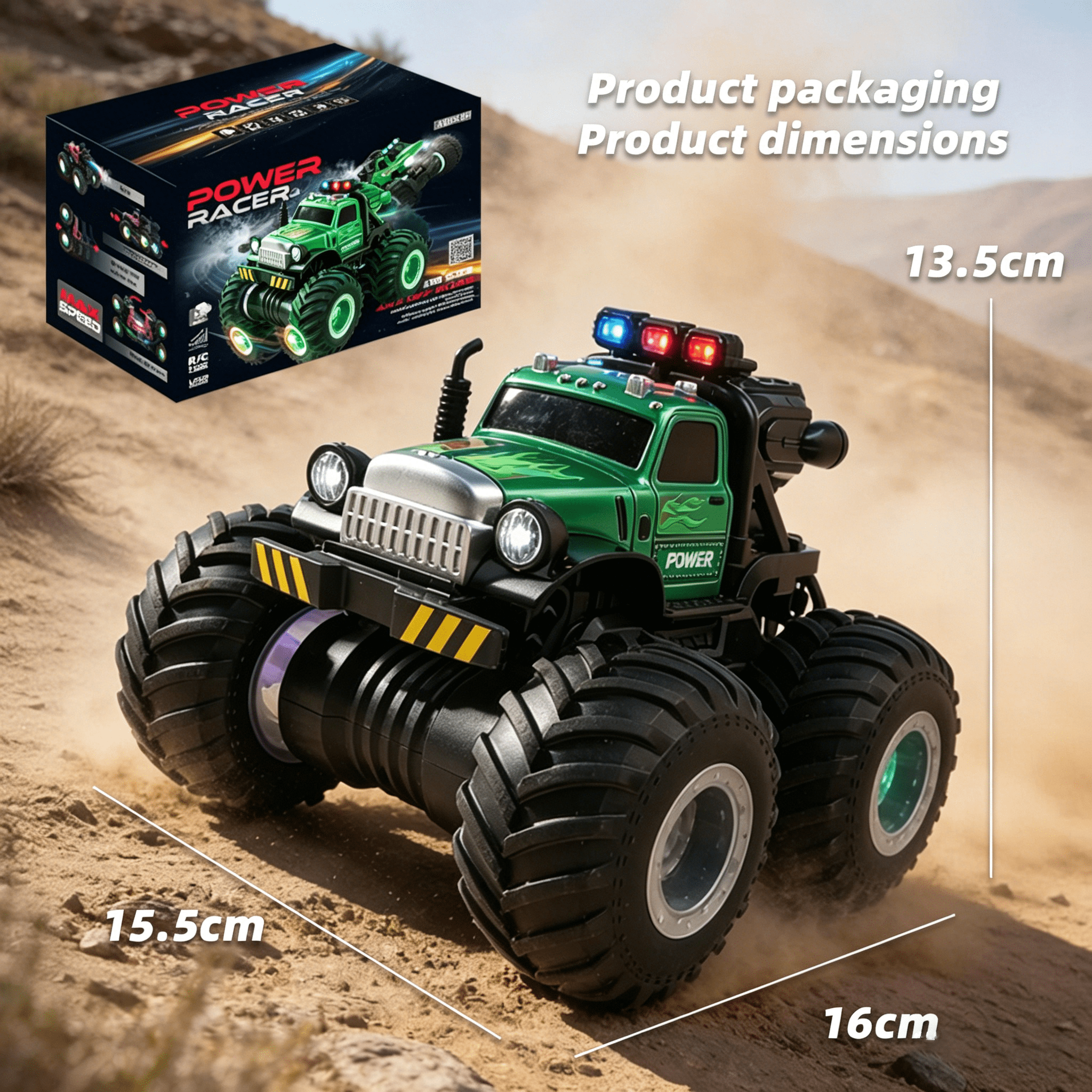 HNH Off Road Remote Control Car, RC Crawler Monster Trucks for Boys, RC Car Gift for Kids 3-10 Years-Green