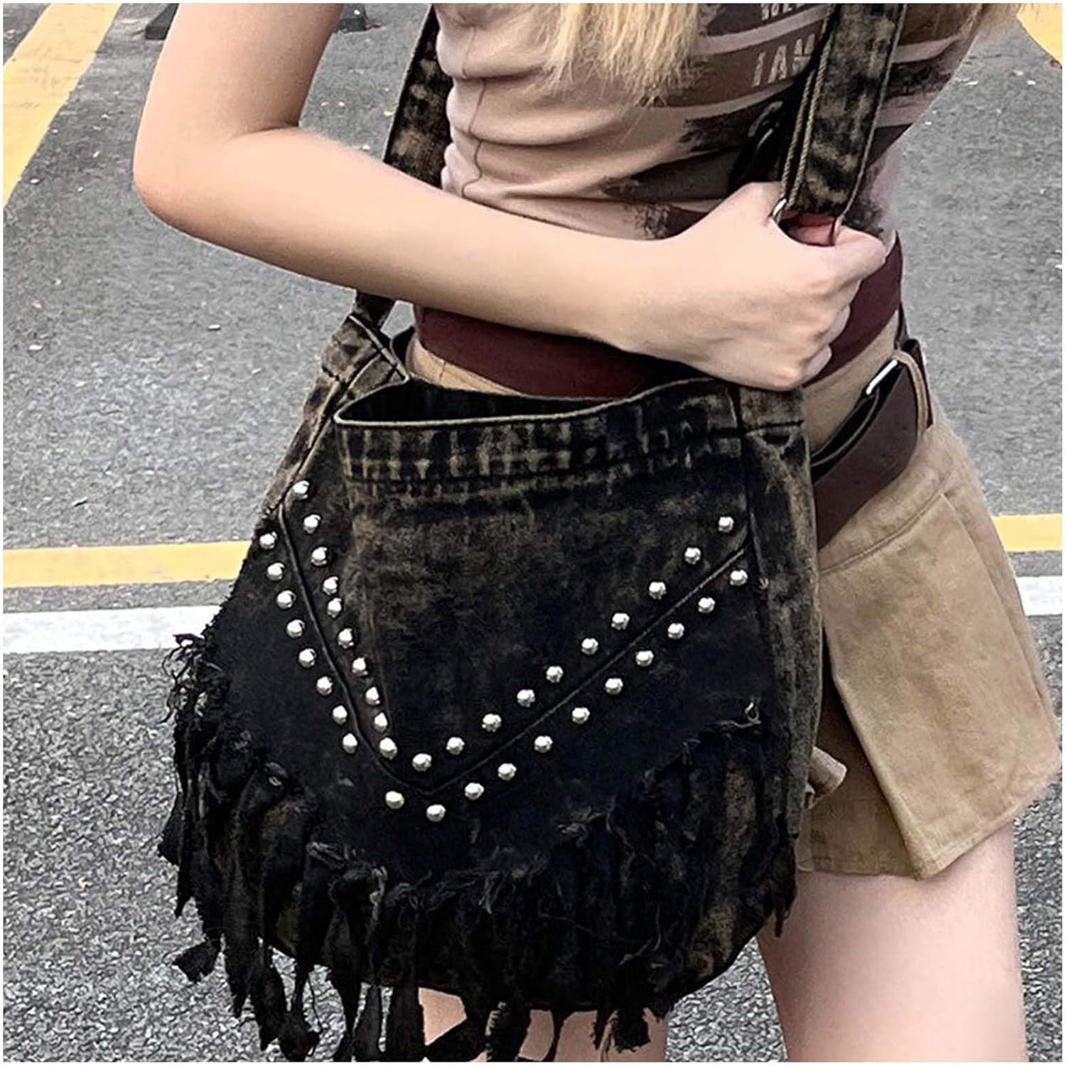 HLSOHJP Fashion Ladies Denim Crossbody Bag Cowboy Crossbody Bags for Women Women Fashion Tote Bag Daily Commuter Shoulder Bags