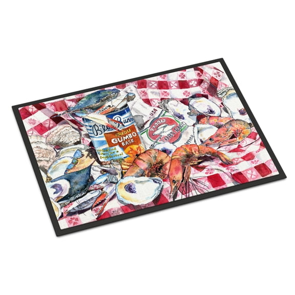 Carolines Treasures 8894JMAT Blue Runner Gumbo Receipe Door Mat Indoor Rug or Outdoor Welcome Mat 24x36 Doormat 24H X