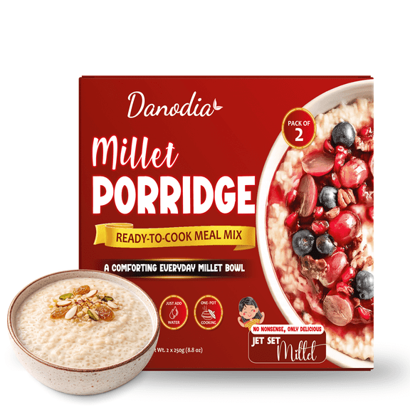 Danodia Foods Millet Porridge (250g/8.82 oz Each) | Ready to Cook Millet Breakfast Mix | Wholesome Hot Cereal for Daily Breakfast | Pack of 2