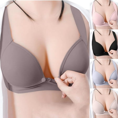 CFLVAEK Women s Cotton Nursing Bras Wireless Maternity Bra Lightly Front Closure Bralette for Pregnancy Push Up Sleep Nursing Bras Khaki L