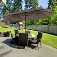 thumbnail image 2 of Gymax 15Ft Solar LED Patio Outdoor Double-Sided Umbrella w/ 48 Lights Crank Tan, 2 of 8