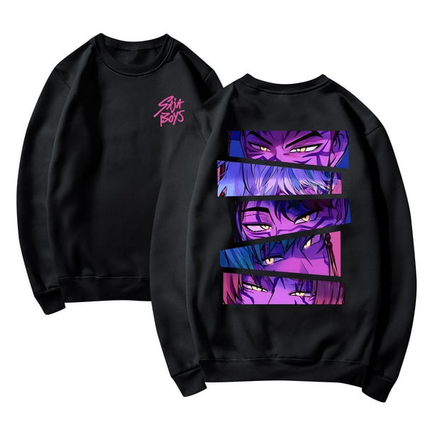 Pop cazadora para niña Demon Hunters Boys Girls Fashion Round-Neck Sweatshirt Streetwear Soft Comfortable Long Sleeve Hoodie for Daily Wear Spring Fall Winter (Black)