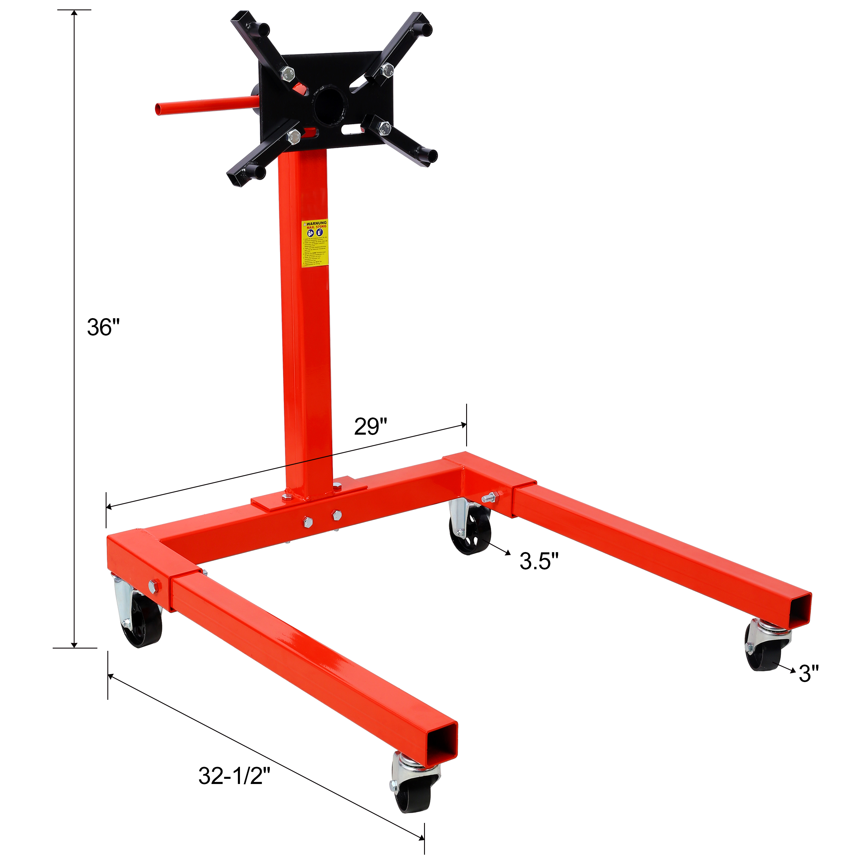 Engine Stand 1500lb 4-Wheel Rotating Head 4 Arms Red
